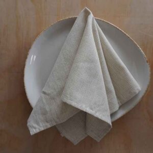 Servilleta de tela crudo y rayas gris - kit de 4